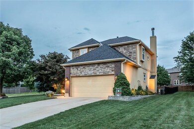 Be greeted by the stacked stone and brick accents 