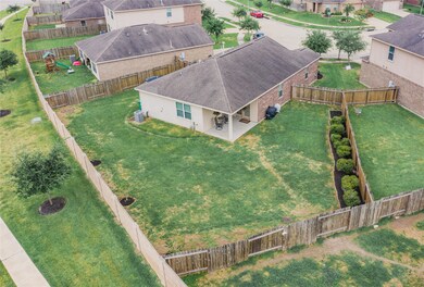 Aerial of the oversized backyard very spacious, on