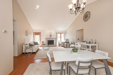Dining room with vaulted ceiling