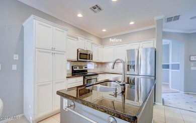 Kitchen appliances and cabinet