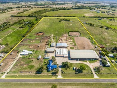 Aerial view of Haverty Ranch - Income Producing Training Facility between Krum and Sanger, Texas.
