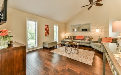 Vaulted Ceilings and Hardwoods give a soft Contemp
