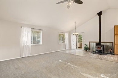 Main living area and Dining Room unstaged. Carpet is neutral and will go with just about any colors you have!