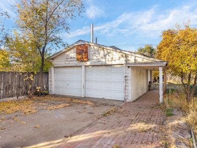 View of detached garage
