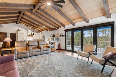 Vaulted T&G ceiling with beams