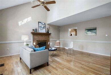 Vaulted ceiling in this light, airy living room