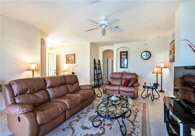 The spacious living room is tastefully furnished a