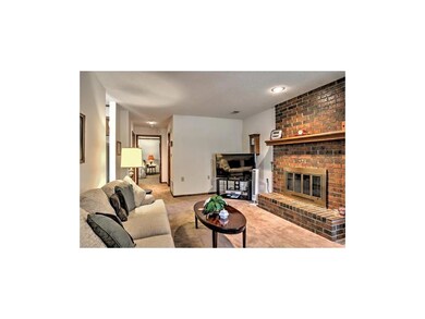 Great room with brick fireplace