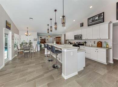 Open floorplan with beautiful ceramic tile through