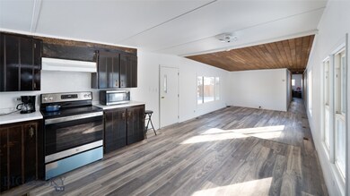 Kitchen area into living room