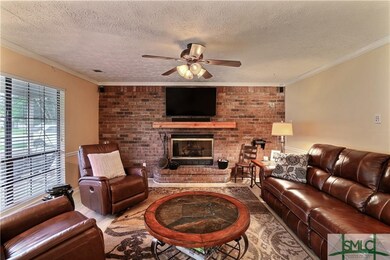 Great Room with Masonry fireplace includes gas log