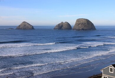 View of Three Arch Rocks from House