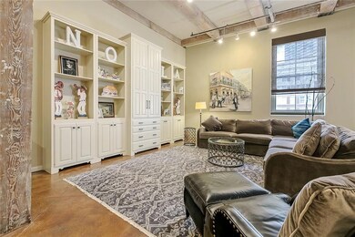 Closer view of the built ins in the den.