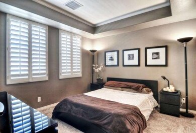 Spacious master suite with recessed ceilings, lots