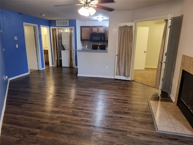 Empty room with hardwood / wood-style flooring, ce