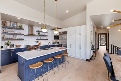 Kitchen with premium appliances, white cabinets, t
