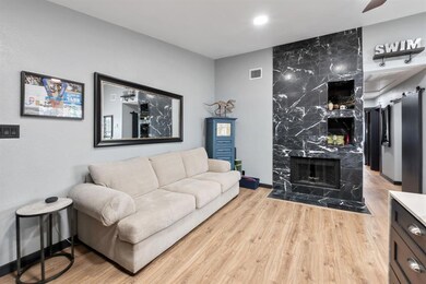 Living area featuring wood finished floors and a 