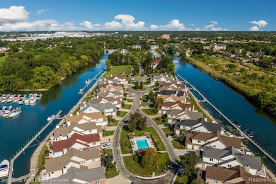 Aerial view of residential area with a nearby body of water