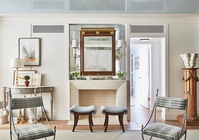 Egyptian limestone fireplace