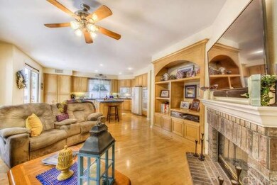 Family room looking into kitchen.