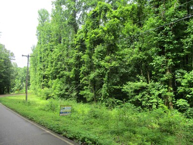 View of asphalt road featuring a wooded view