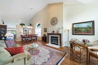 Vaulted living room and dining room