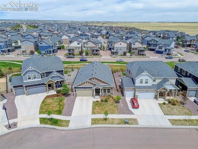 Aerial perspective of suburban area