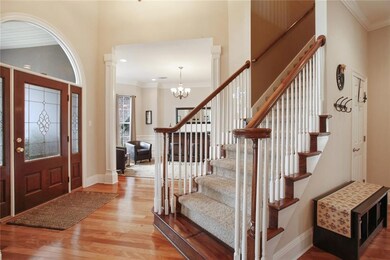 Beautiful leaded glass door entryway in to 2 story