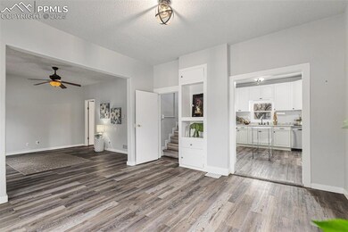 Dining room with LVP flooring and built-ins