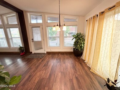 Dining area with sliding glass door