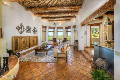 Great Room w/ High Beam Ceilings