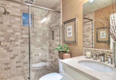 Downstairs FULL Bath with Designer Stone Backsplas