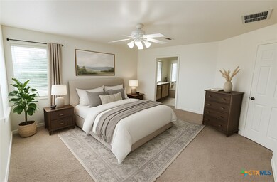 Virtually staged primary bedroom