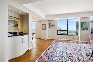 Upon entering the home, the eye is led toward the