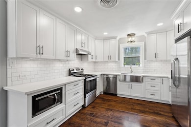 Light and bright kitchen with stainless steel appl