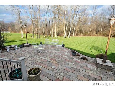 Patio. View of flamed granite patio at the rear of