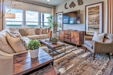 Living room with recessed lighting