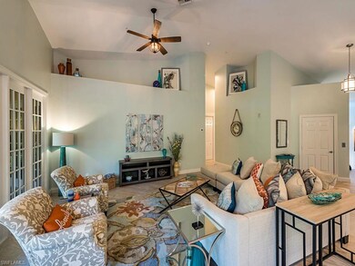 Vaulted ceilings open living room