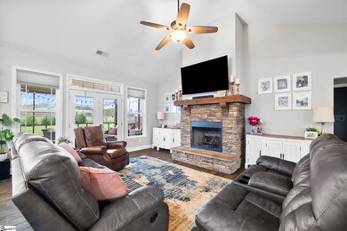 Spacious living room with gas fireplace