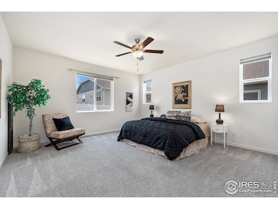 Super spacious primary suite with ceiling fan