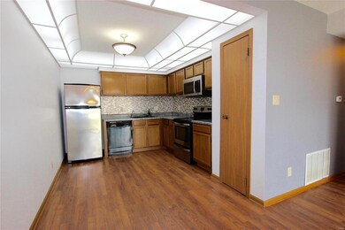 View from living room to kitchen.