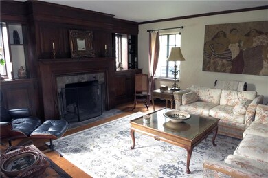 Living Room with original fireplace