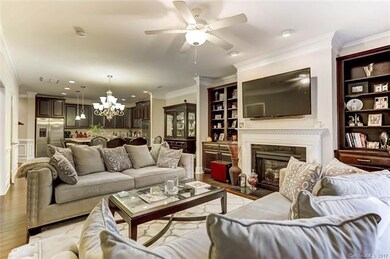 Living Room: Fireplace, Built-ins, ceiling fan, sp