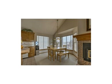Vaulted ceiling over the kitchen and dining area