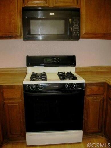 Close up view of microwave and range