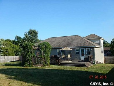 Exterior Back View of large deck, pergola with wis