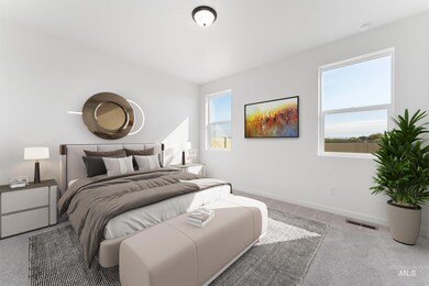 Bedroom featuring carpet floors and baseboards