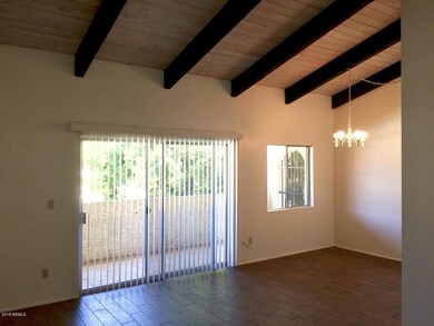 Family room with beams