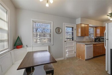 The kitchen has great cabinet space and lots of na