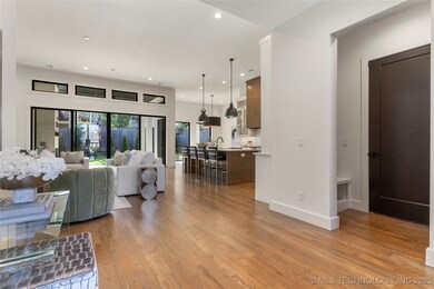 White oak hardwood floors throughout first floor.